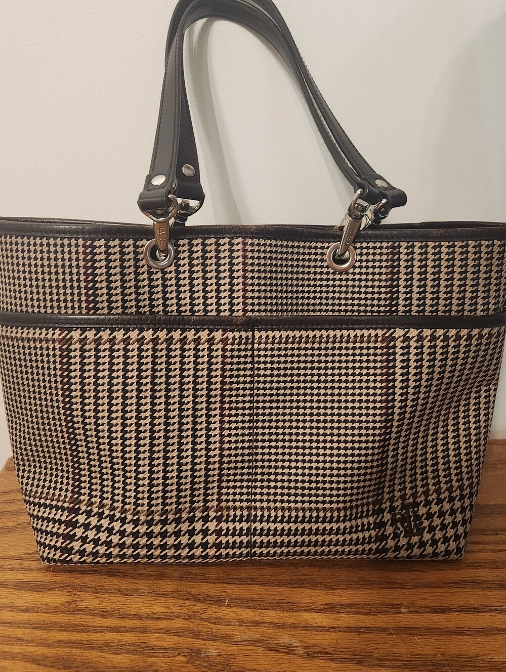 Ralph Lauren Vibtage Classic Houndstooth Tote Bag